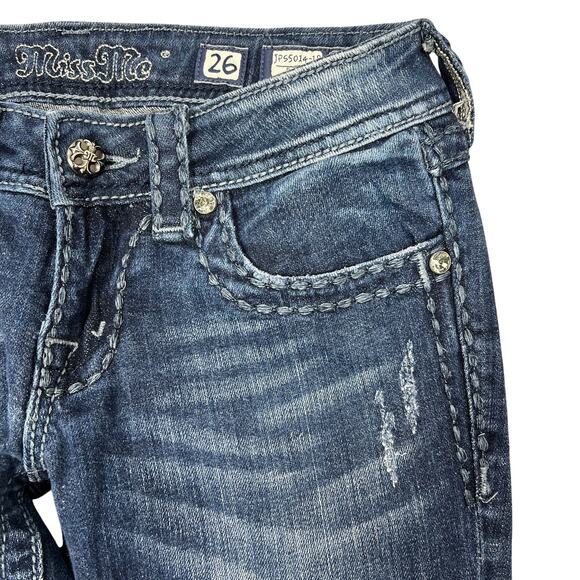 Miss Me Y2K Low-Rise Bootcut Jeans 26" Stretch Denim Flap Pockets Western Rodeo - Picture 13 of 15